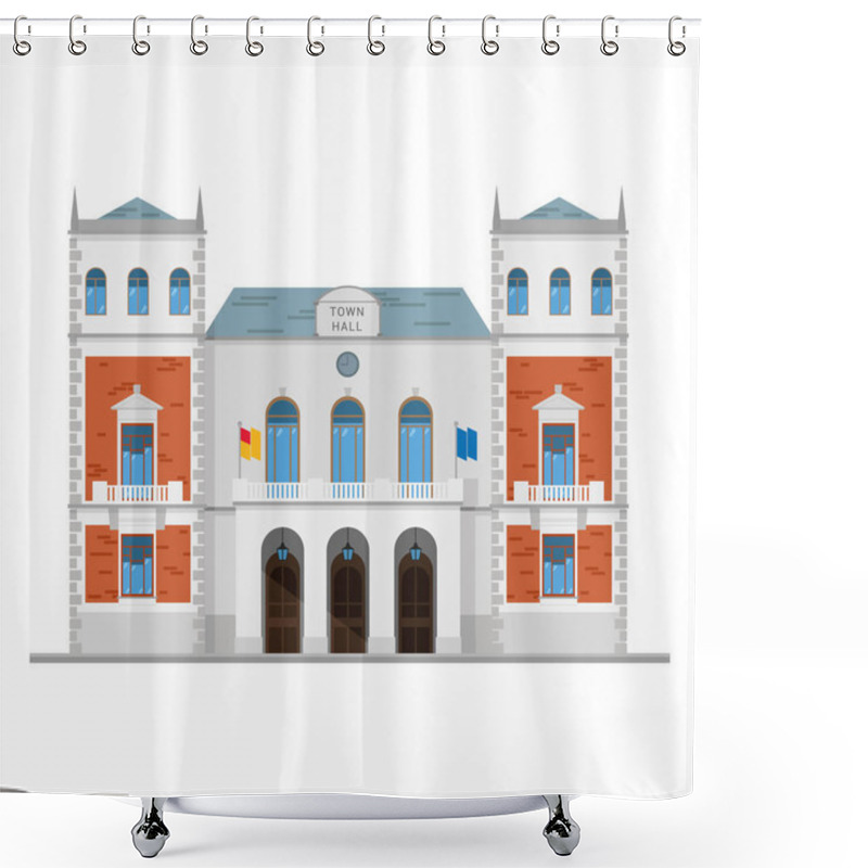 Personality  Cute Cartoon Vector Illustration Of A Town Hall Shower Curtains