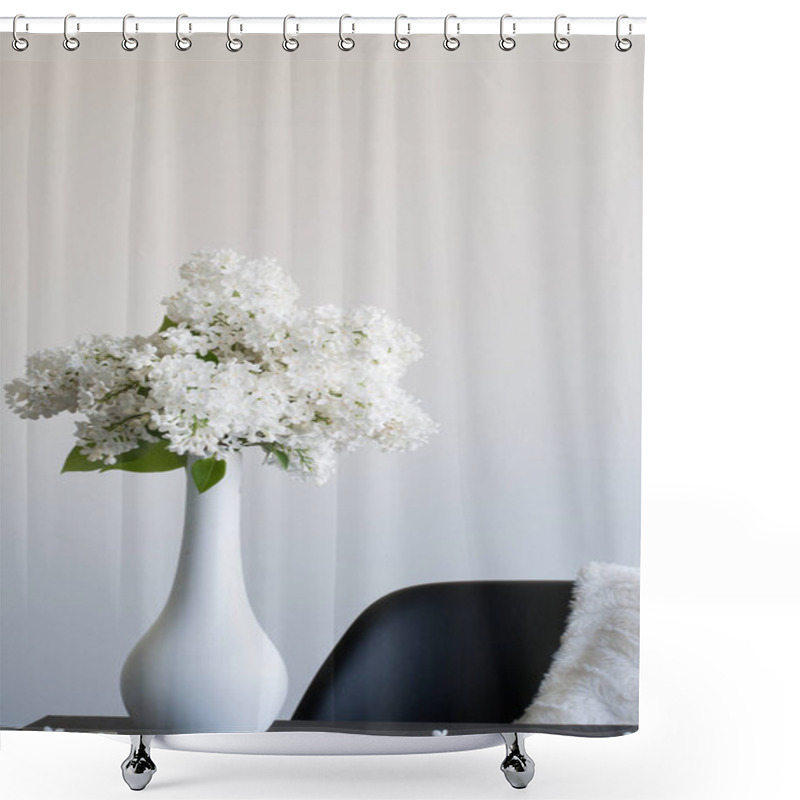 Personality  Vase With White Lilac Shower Curtains