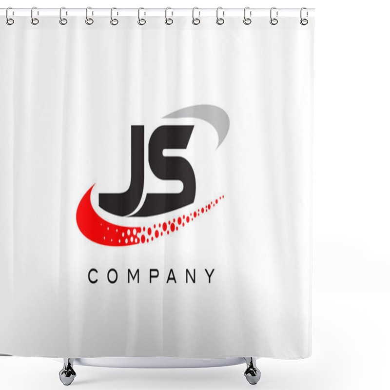 Personality  JS Modern Letter Logo Design With Red Dotted Swoosh  Shower Curtains