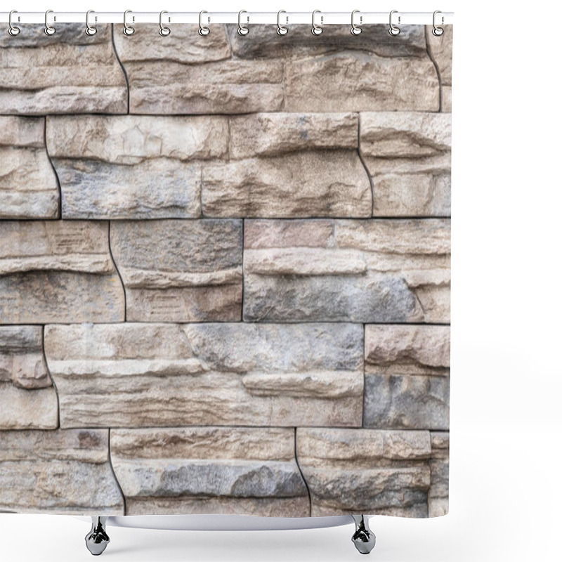 Personality  Brown Stone Tile Wall Texture And Background Shower Curtains