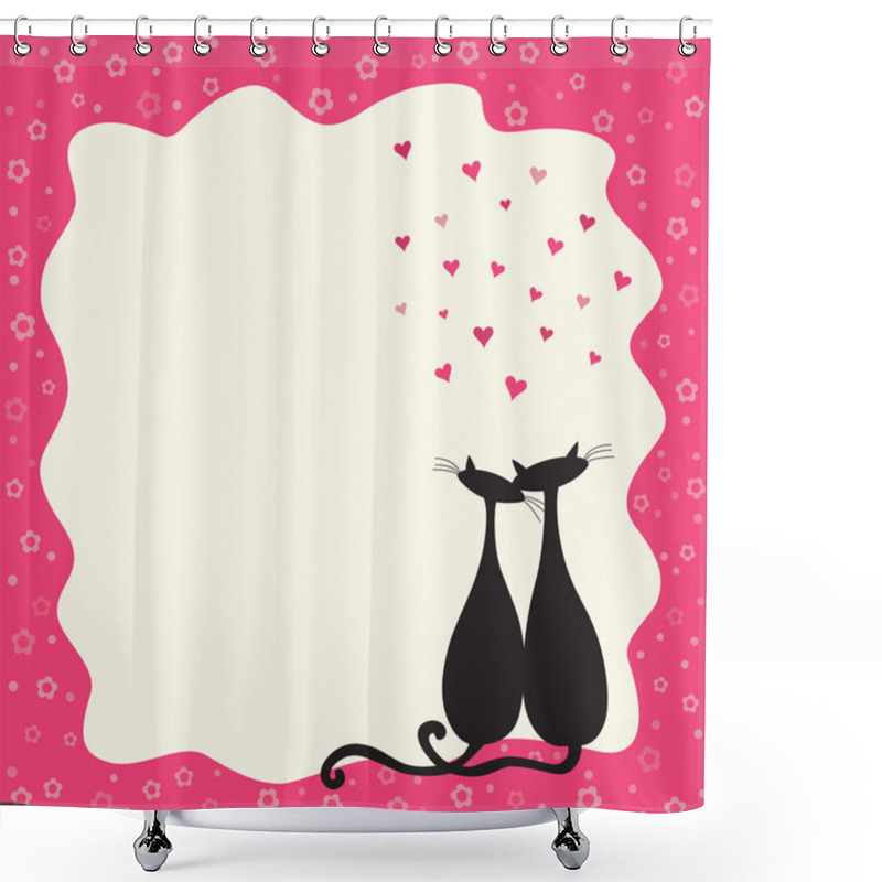 Personality  Two Cats In Love In A Retro Frame Shower Curtains