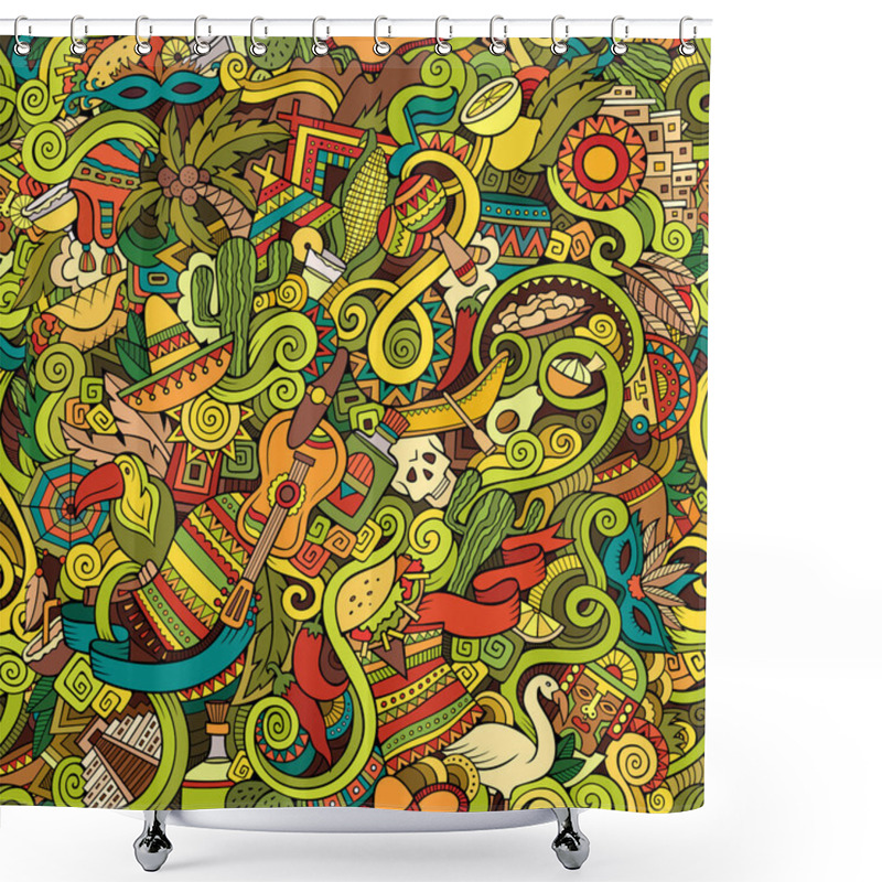 Personality  Cartoon Hand-drawn Doodles On The Subject Of Latin America Shower Curtains