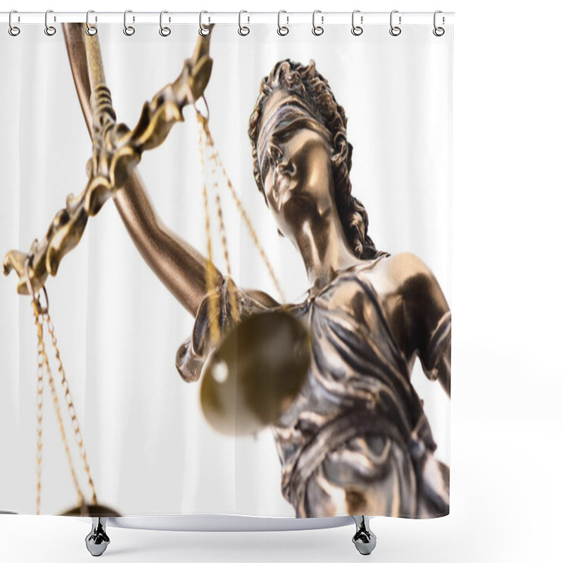 Personality  Statue Of Justice Isolated On White Background Shower Curtains