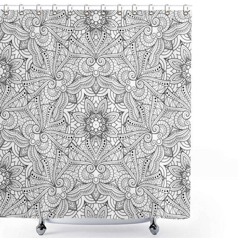 Personality  Vector Seamless Monochrome Pattern Shower Curtains