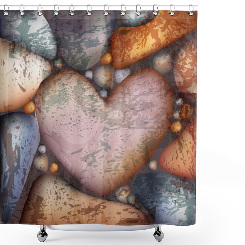 Personality  Vector Background With Stone Hearts. Shower Curtains