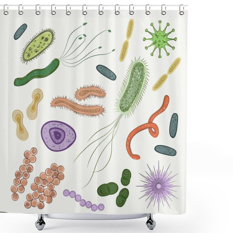 Personality  Bacteria, Virus, Germs Icon Set Shower Curtains