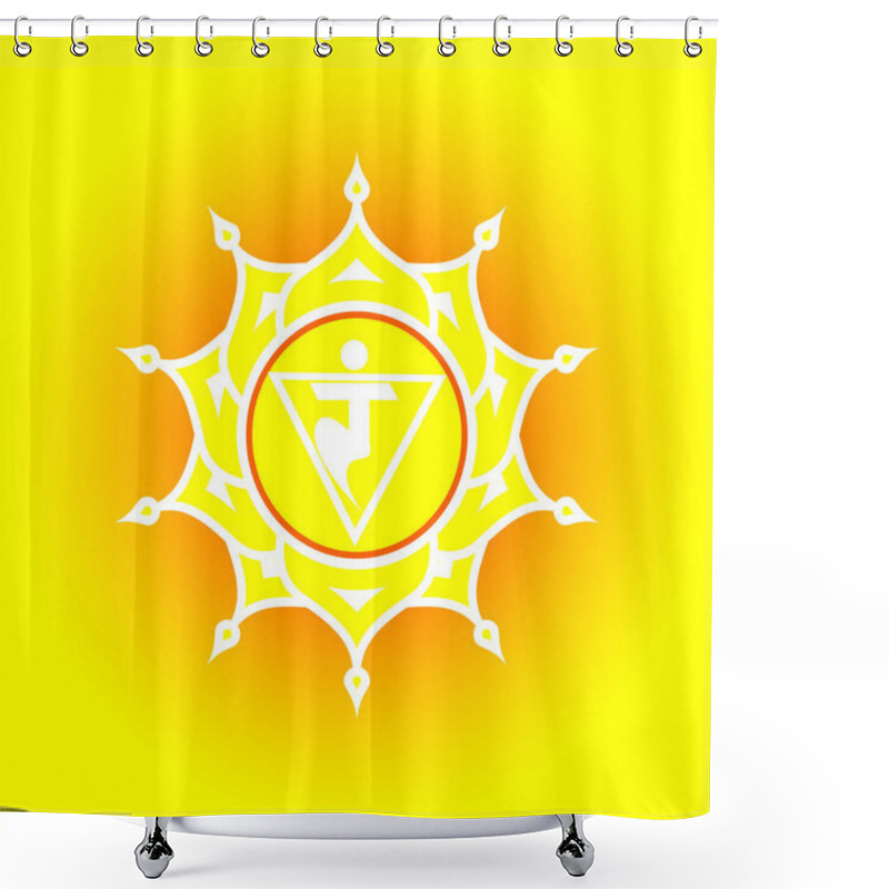 Personality  Circle Mandala Pattern. Manipura Chakra Vector Illustration. Shower Curtains