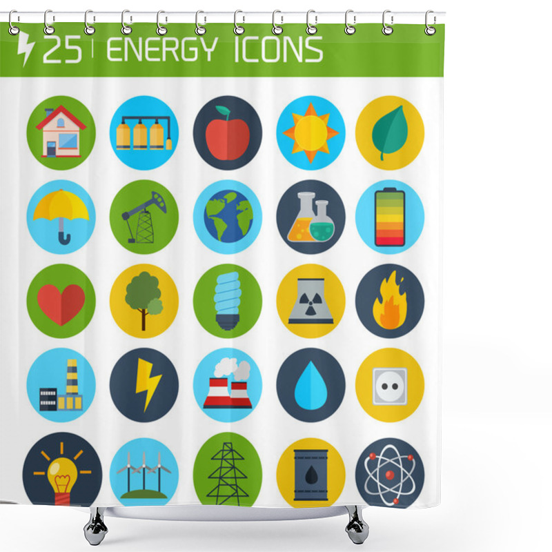 Personality  Flat Energy Vector Icons Shower Curtains