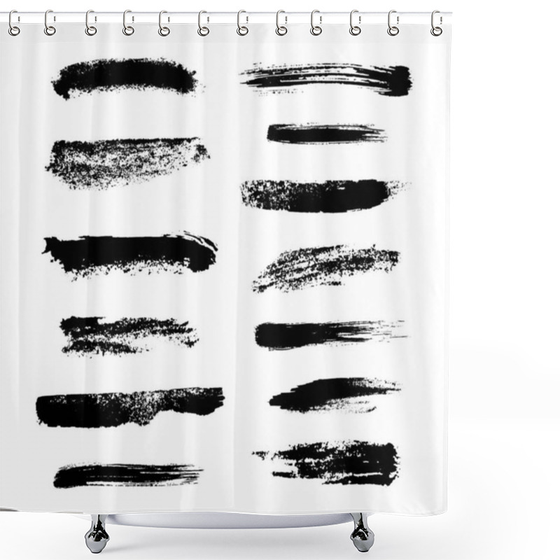 Personality  Monochrome Abstract Vector Set Of Hand Drawn Monochrome Grunge Smears And Strokes. Shower Curtains