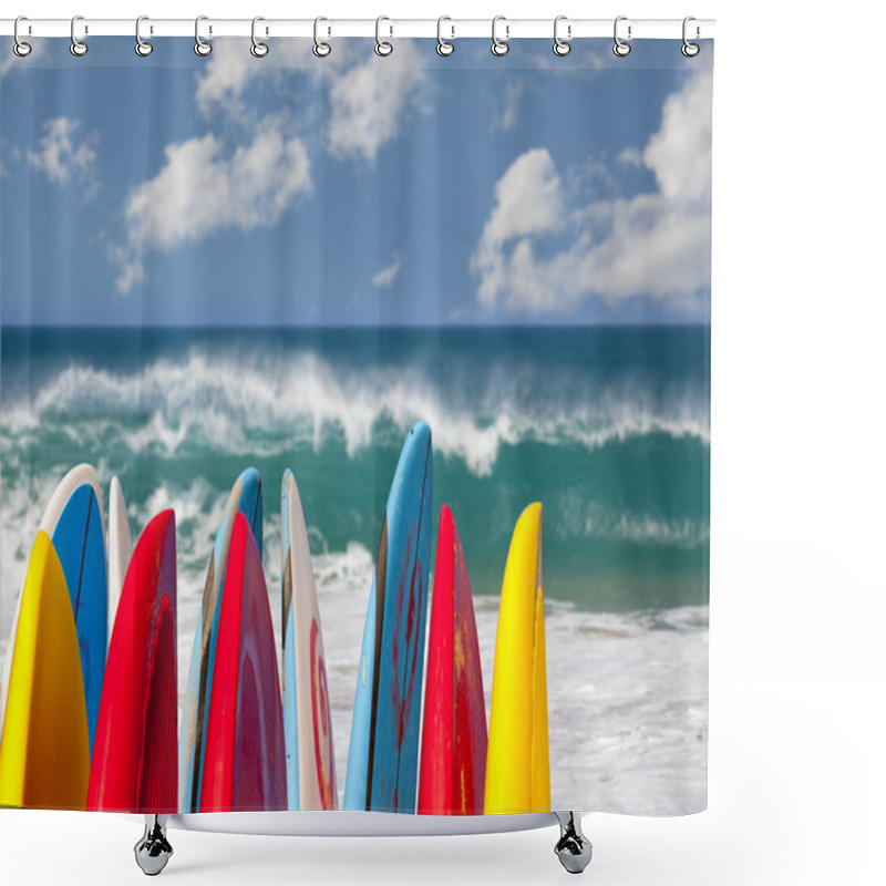 Personality  Surfboards At Lumahai Beach Kauai Shower Curtains