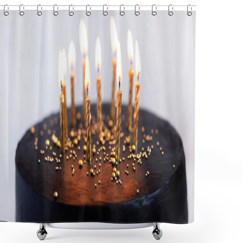 Personality  Black Round Birthday Cake   Shower Curtains