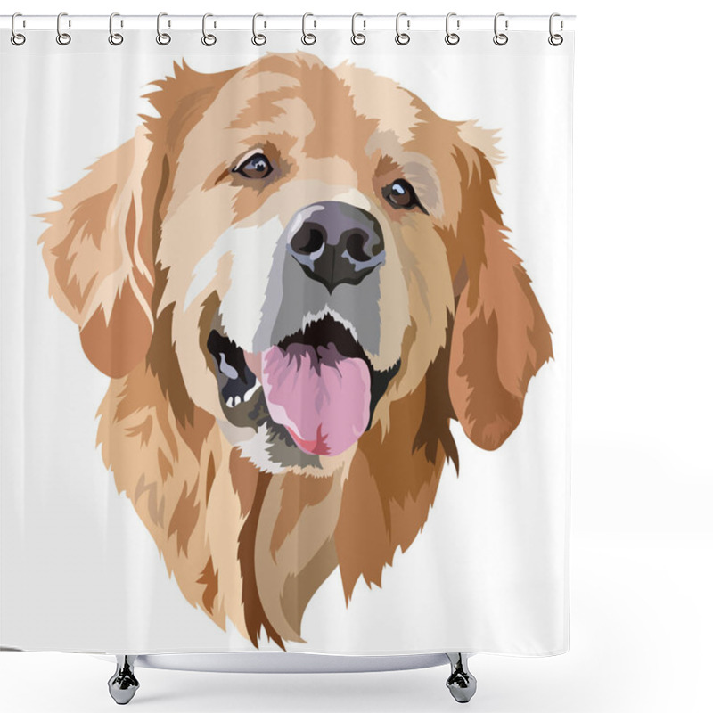 Personality  Golden Labrador Retriever Head Vector Illustration. Shower Curtains