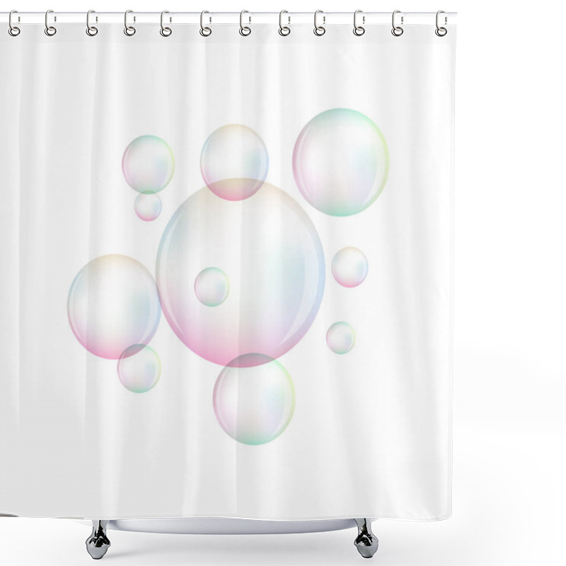 Personality  Vector Collection Of Realistic Soap Bubbles, Different Shapes On The Black Background. Shower Curtains