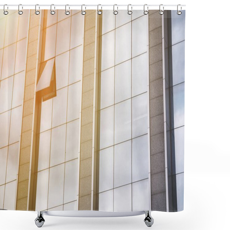 Personality  External Facade Of A Modern Glass Office Block Shower Curtains