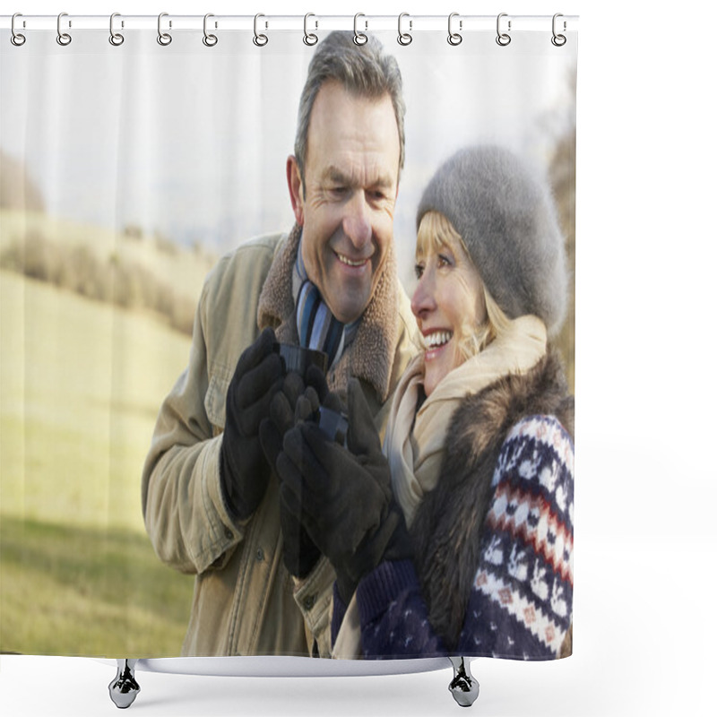 Personality  Mature Couple In Winter Shower Curtains