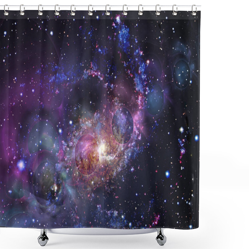 Personality  Universe: Starry Sky, Nebula And A Planet Surrounded By A Glowing Atmosphere. Shower Curtains