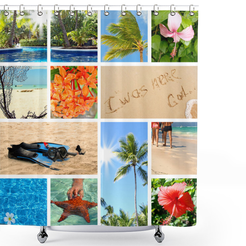 Personality  Tropical Collage. Exotic Travel. Shower Curtains