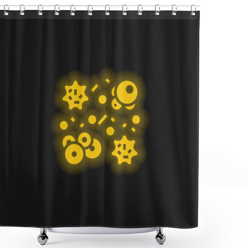 Personality  Bacteria Yellow Glowing Neon Icon Shower Curtains