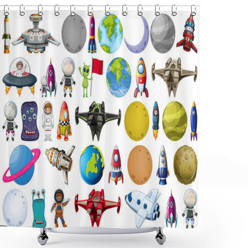 Personality  Group Of Planets And Space Obejcts Shower Curtains