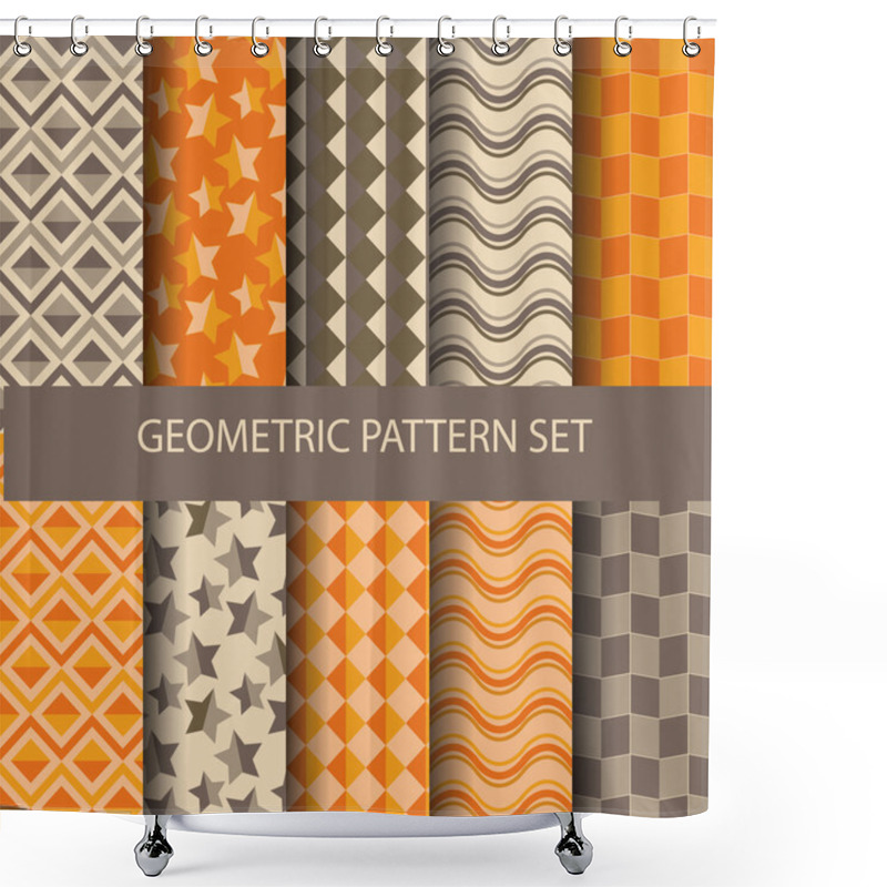 Personality  12 Orange And Brown Geometric Patterns Shower Curtains