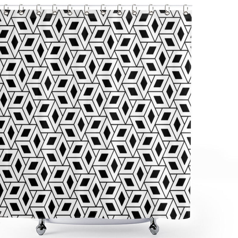 Personality  Vector Modern Seamless Geometry Pattern Cubes, Black And White Abstract Geometric Background, Trendy Print, Monochrome Retro Texture, Hipster Fashion Design Shower Curtains