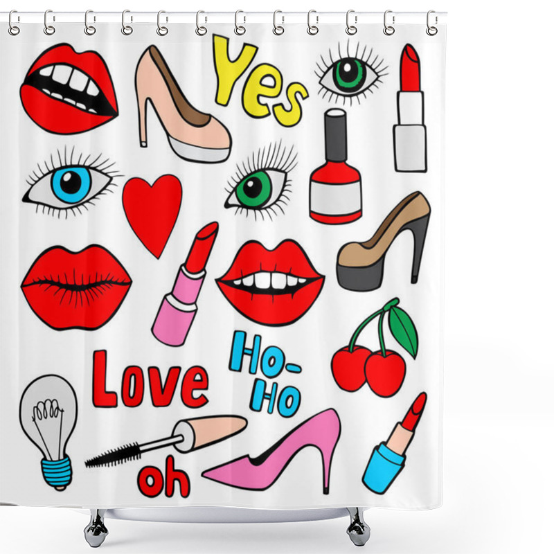 Personality  Fashion Patch Badges Shower Curtains