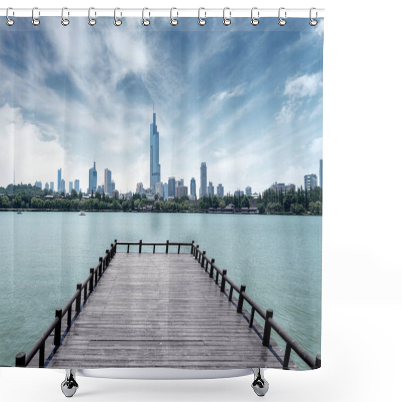 Personality  Nanjing Cityscape, China, Xuanwu Lake Financial District. Shower Curtains