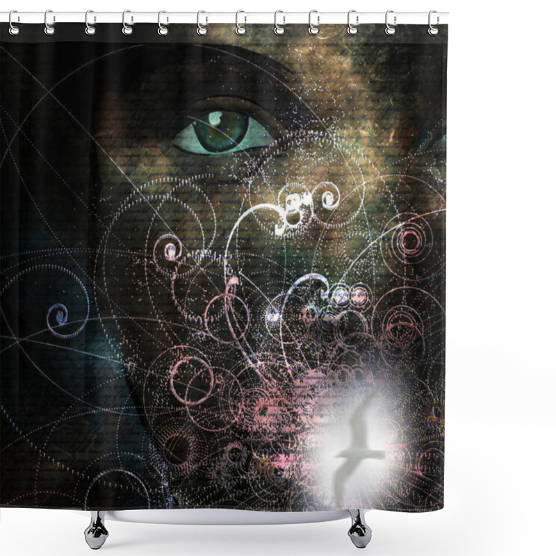 Personality  Womans Face And Seagull Silhouette Shower Curtains