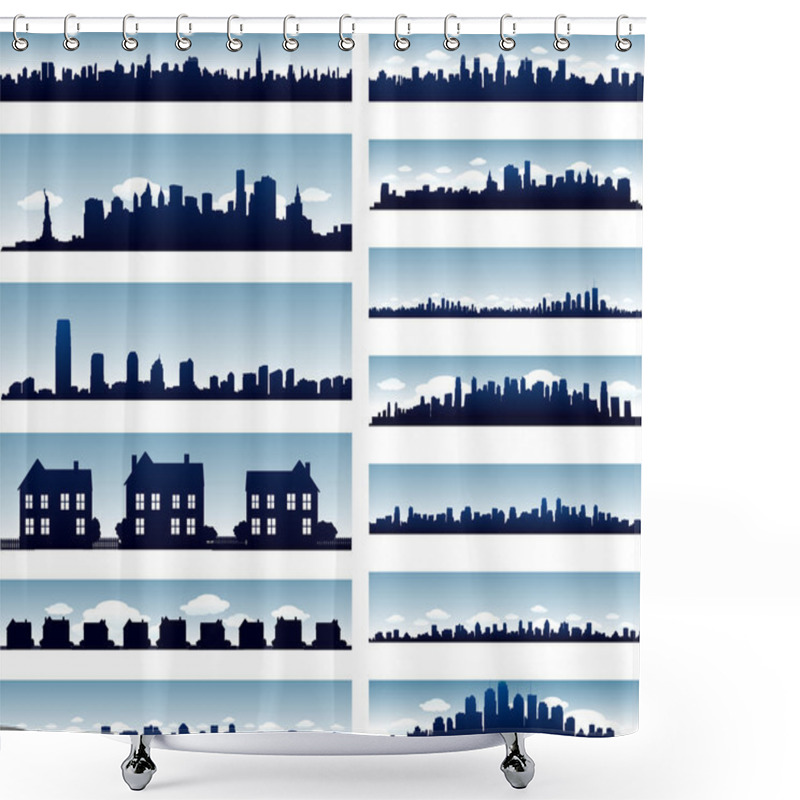 Personality  Vector City Skylines Shower Curtains