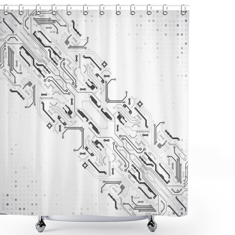 Personality  Vector Illustration, Hi-tech Digital Technology And Engineering Theme Shower Curtains