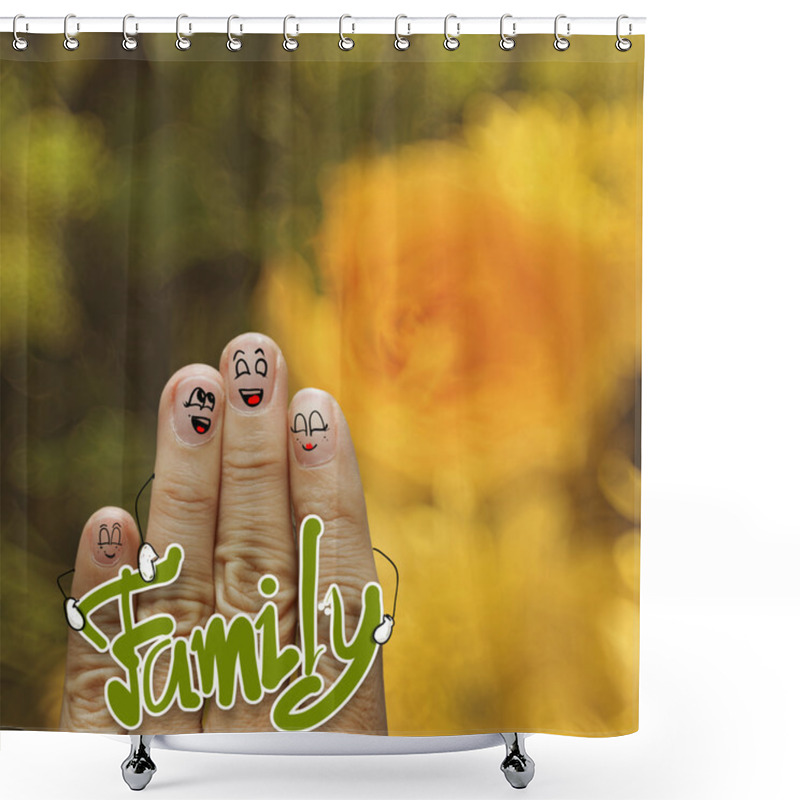 Personality  Happy Finger Family On Flowers Nature Background  Shower Curtains