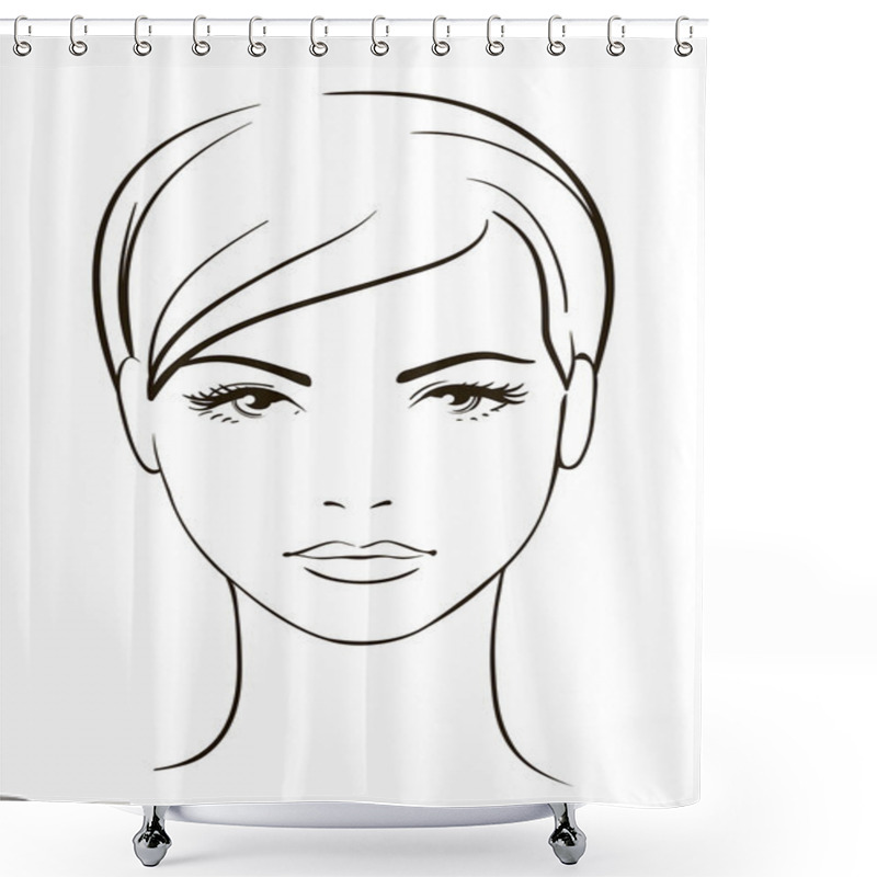 Personality  Young Woman Face Shower Curtains