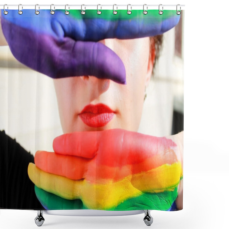 Personality  LGBT Rainbow Hands Shower Curtains