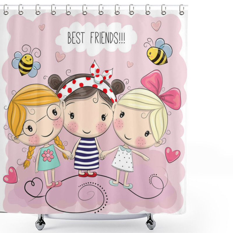 Personality  Three Cute Cartoon Girls Shower Curtains