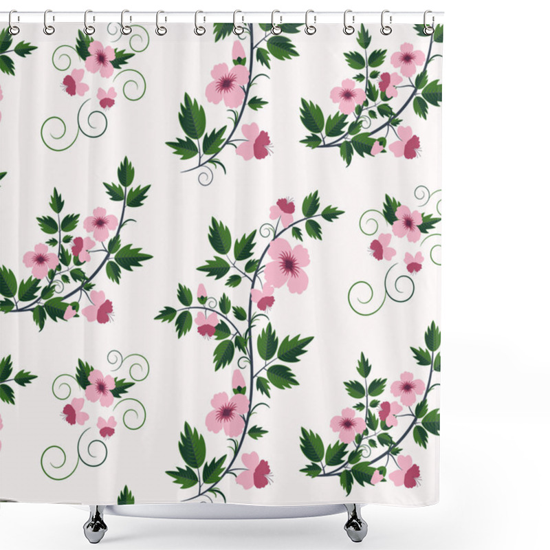 Personality  Vector Retro Floral Pattern With Flowers Shower Curtains