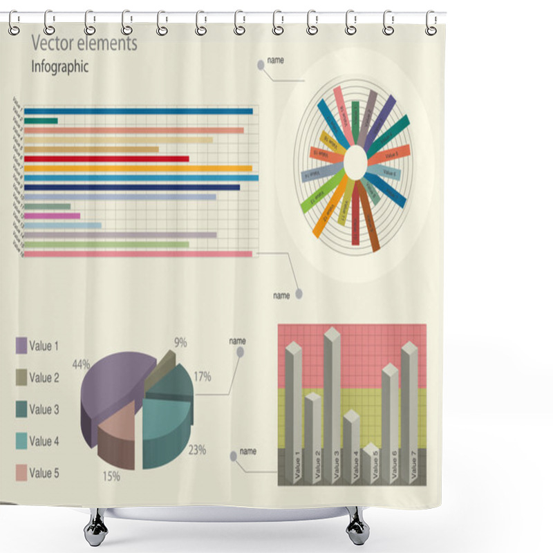 Personality  Infographic Elements. Vector Illustration. Shower Curtains