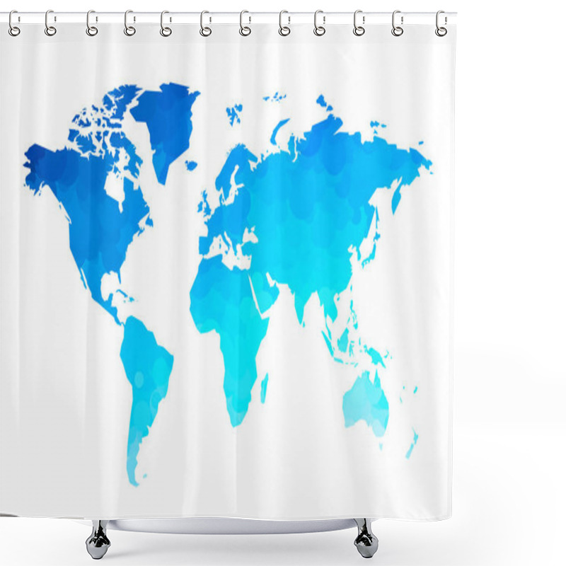 Personality  Blue Circles World Map Background Shower Curtains