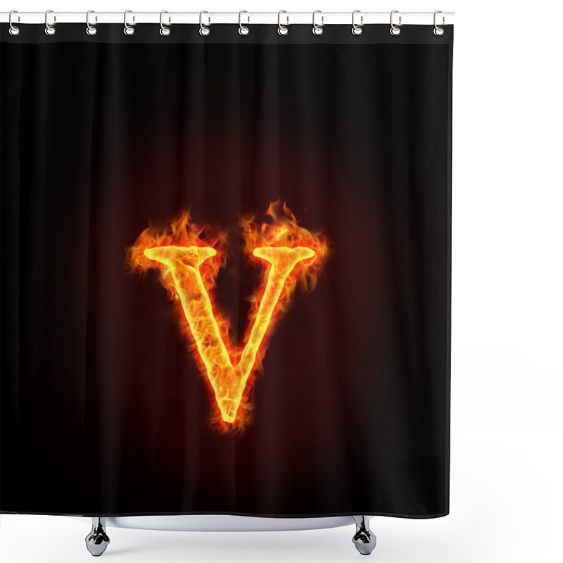 Personality  Fire Alphabets, Small Letter V Shower Curtains