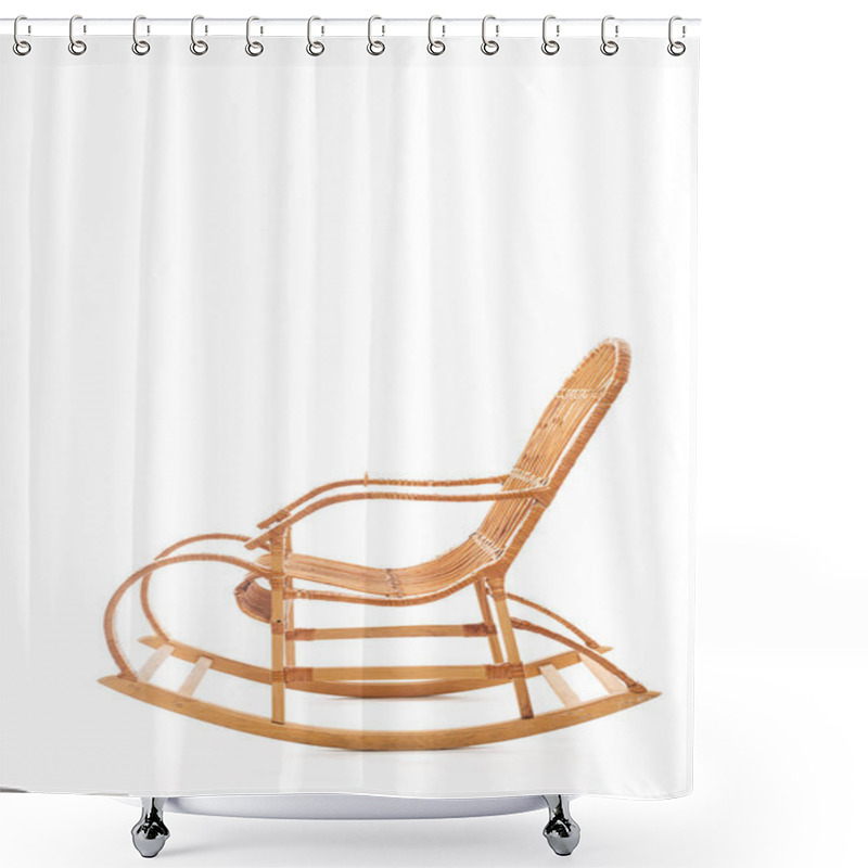 Personality  Wooden Rocking Chair Isolated On White  Shower Curtains