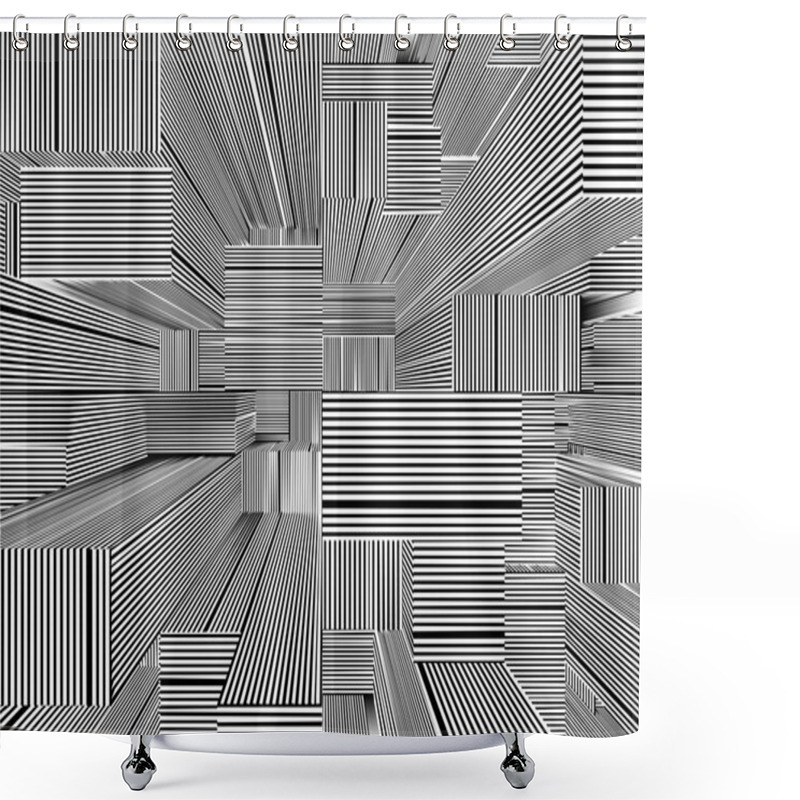 Personality  Abstract Urban City Of Skyscrapers Stripes Vector Shower Curtains