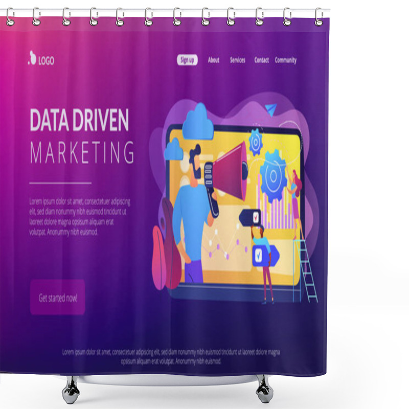 Personality  Data Driven Marketing Concept Landing Page. Shower Curtains