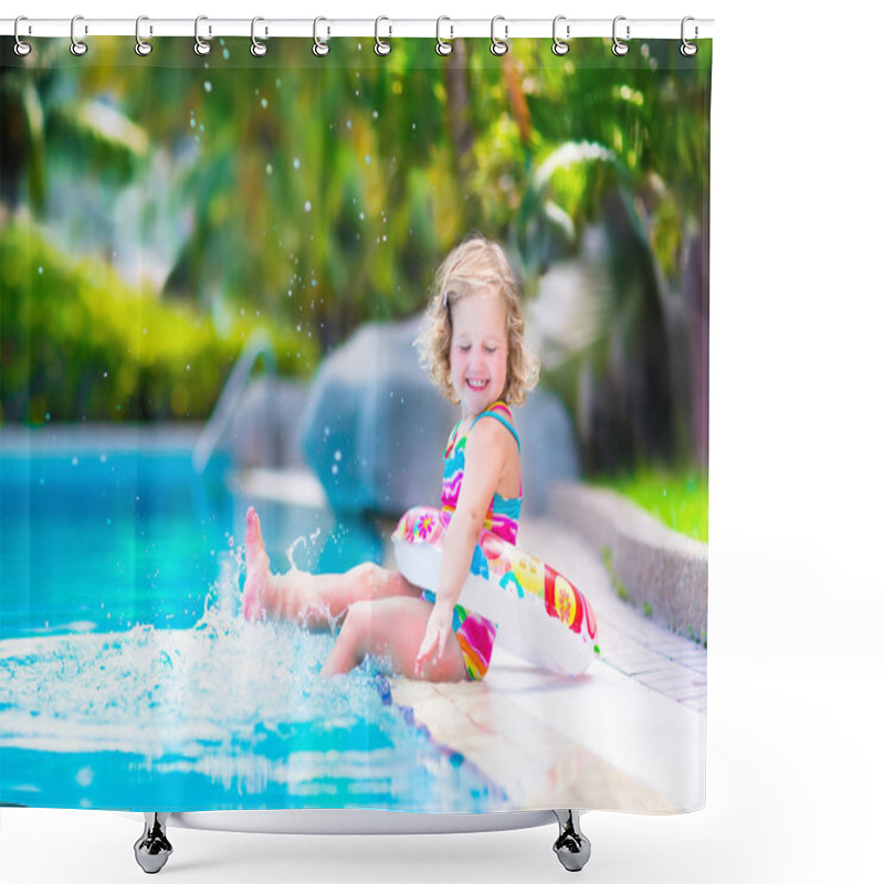 Personality  Little Girl In A Swimming Pool Shower Curtains