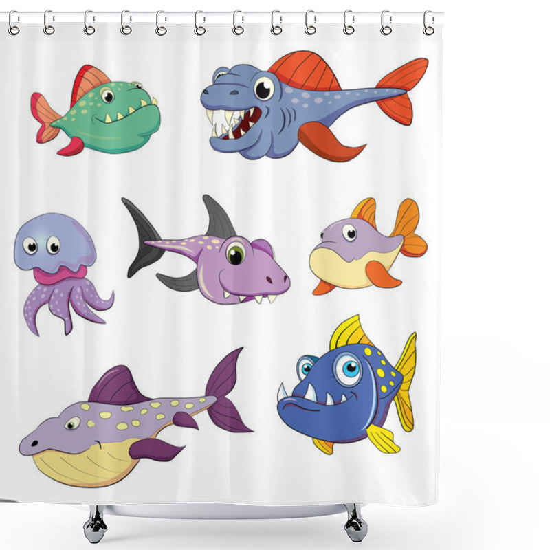 Personality  Fish  Predators Set Shower Curtains