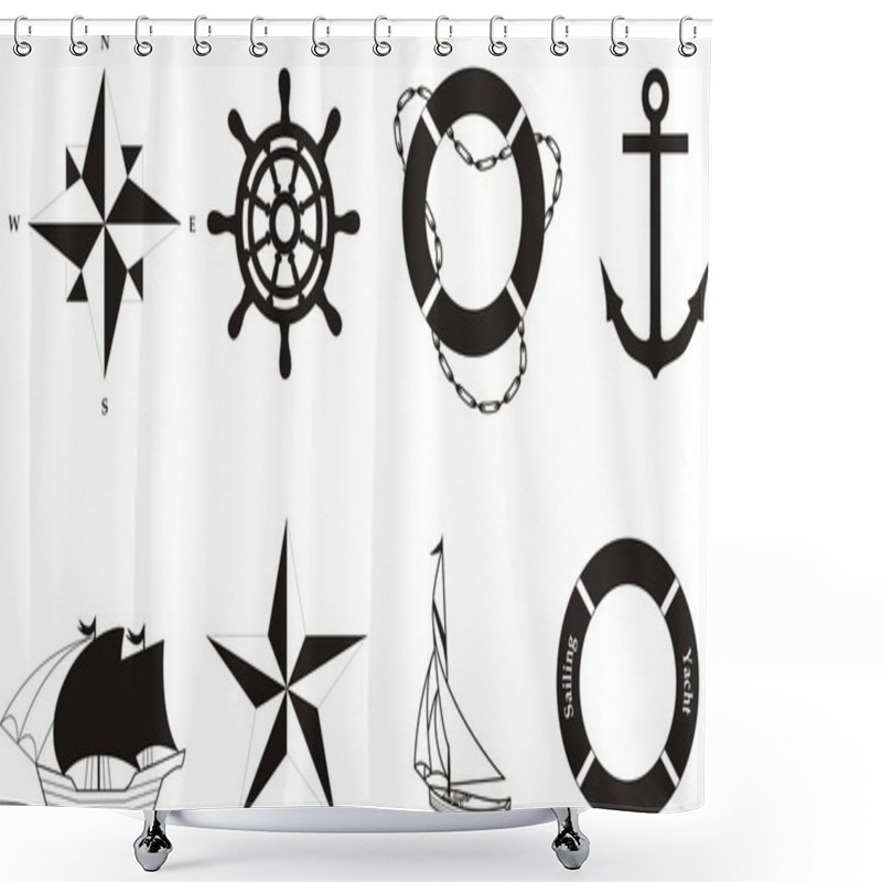 Personality  Nautical Vector Symbols Shower Curtains