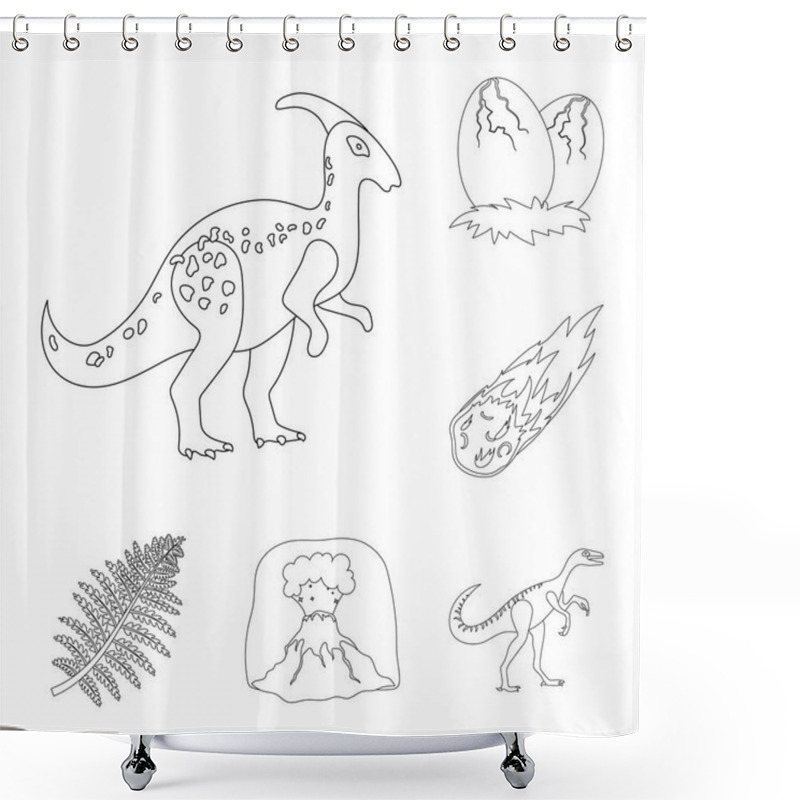 Personality  Different Dinosaurs Outline Icons In Set Collection For Design. Prehistoric Animal Vector Symbol Stock Web Illustration. Shower Curtains