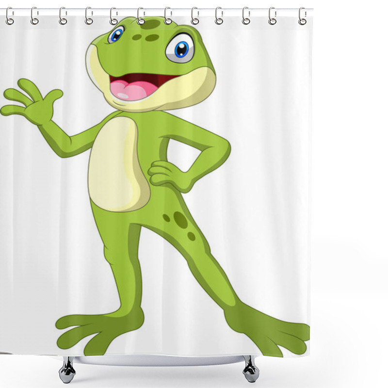 Personality  A Cute Cartoon Frog Waving Shower Curtains