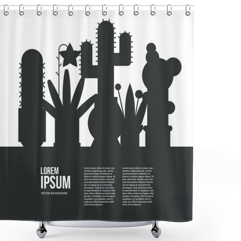 Personality  Silhouettes Of Cactuses And Succulents Shower Curtains