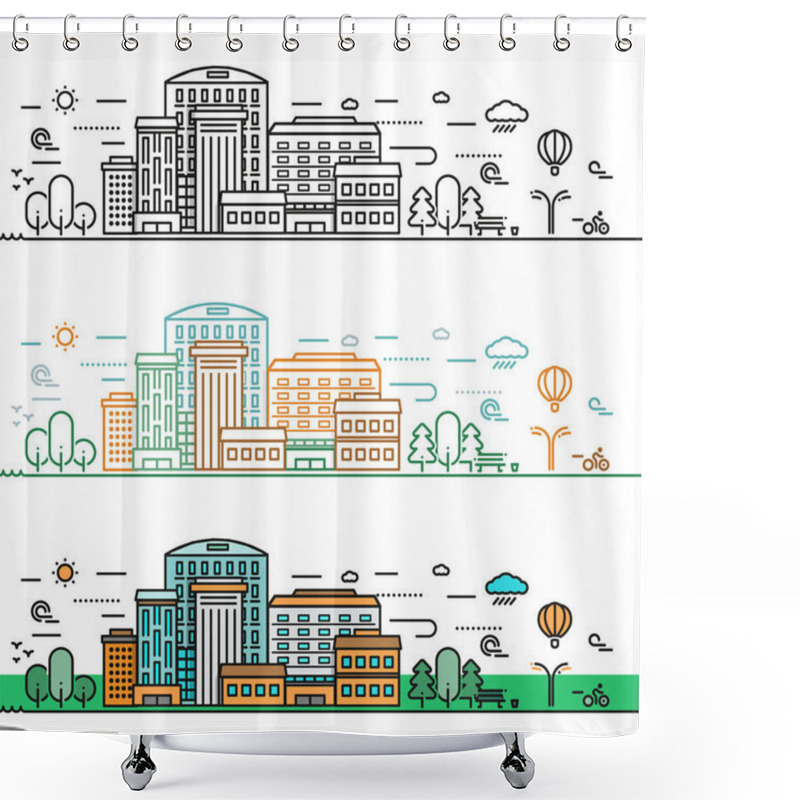 Personality  Linear Cityscape Concept Shower Curtains