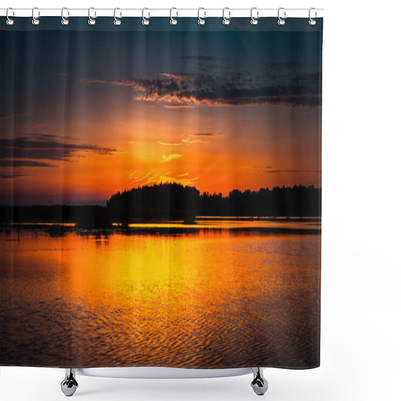 Personality  Amazing Sunset Over Lake Shower Curtains