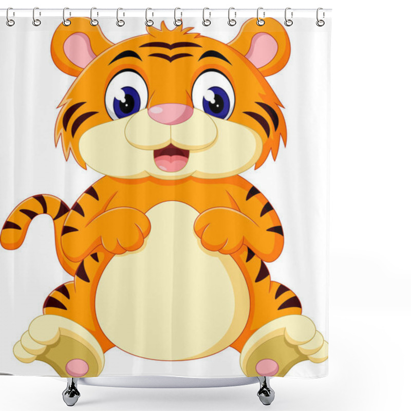 Personality  Cute Tiger Cartoon Roaring Shower Curtains